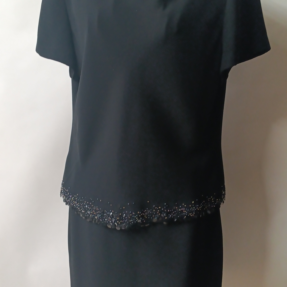 Elegant Black Dress with Beaded Hem